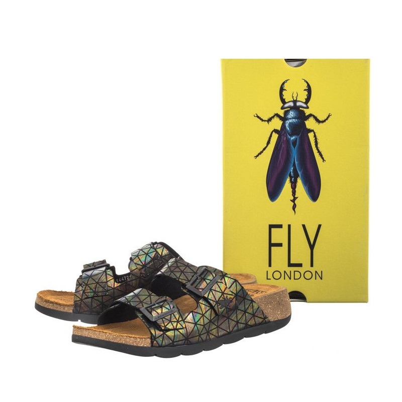 FLY London Caja Fantasy Black Petrol P144721011 (FL344-c) Sieviešu apavi/Flip Flops