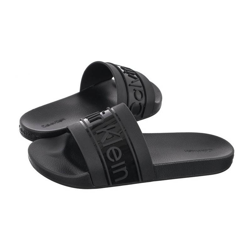 Calvin Klein Slide Tpu Saffiano Black HW0HW02107 BEH (CK508-a) Women's Shoes/Flip Flops