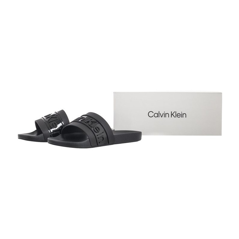 Calvin Klein Slide Tpu Saffiano Black HW0HW02107 BEH (CK508-a) Women's Shoes/Flip Flops