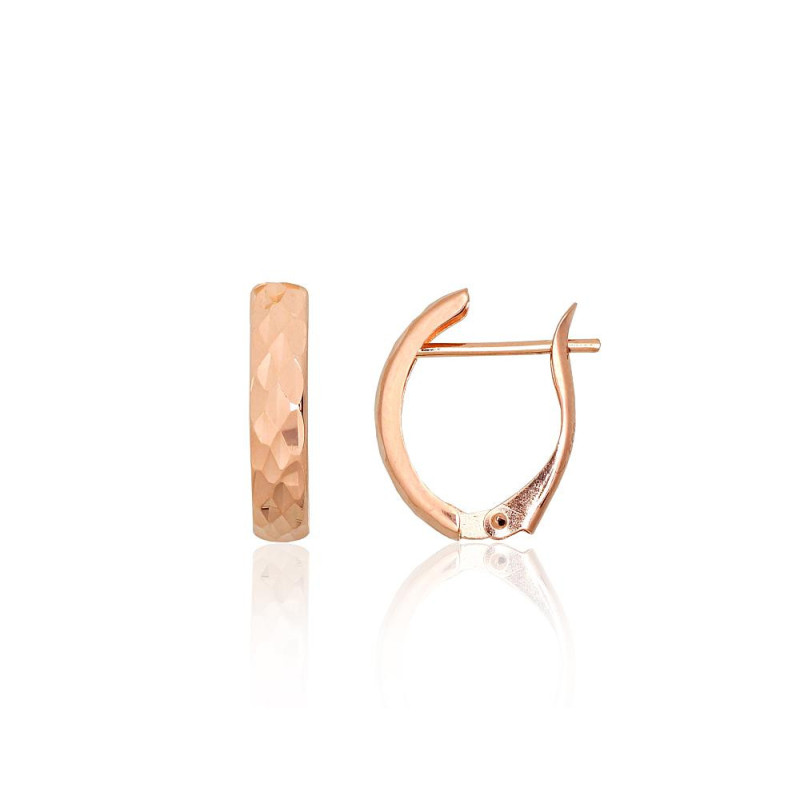 Gold earrings with 'english' lock 1201751(Au-R), Red Gold 585°