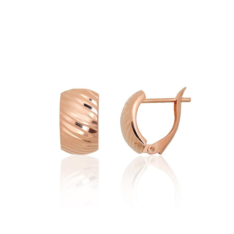 Gold earrings with 'english' lock 1201754(Au-R), Red Gold 585°