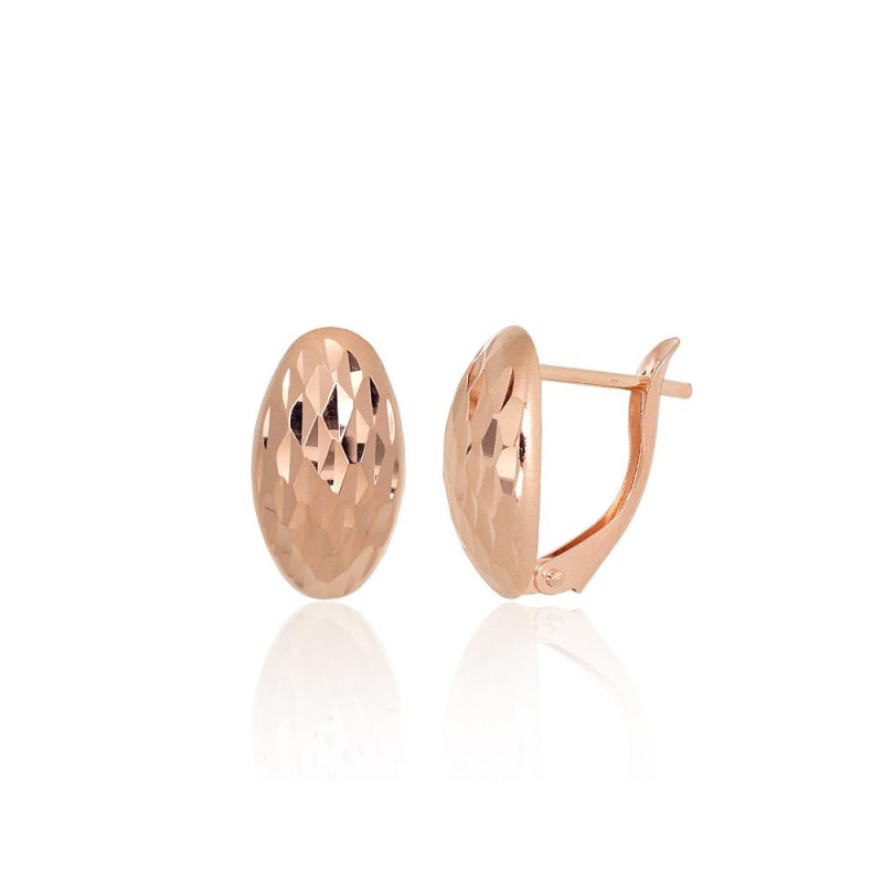 Gold earrings with 'english' lock 1201756(Au-R), Red Gold 585°