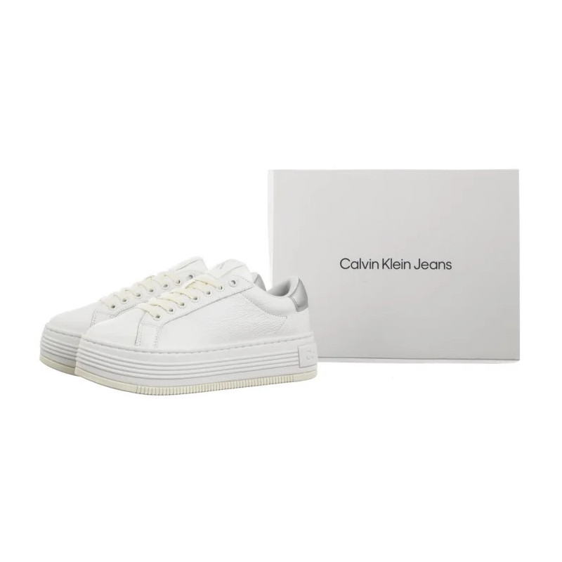 Calvin Klein Bold Flatf Low Mix Ohb Bright White/Creamy White/Silver YW0YW01632 0LC (CK602-a) shoes