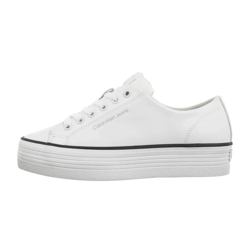 Calvin Klein Bold Vulc Flatf Low Lth In Bright White/Black YW0YW01633 01W (CK604-a) shoes