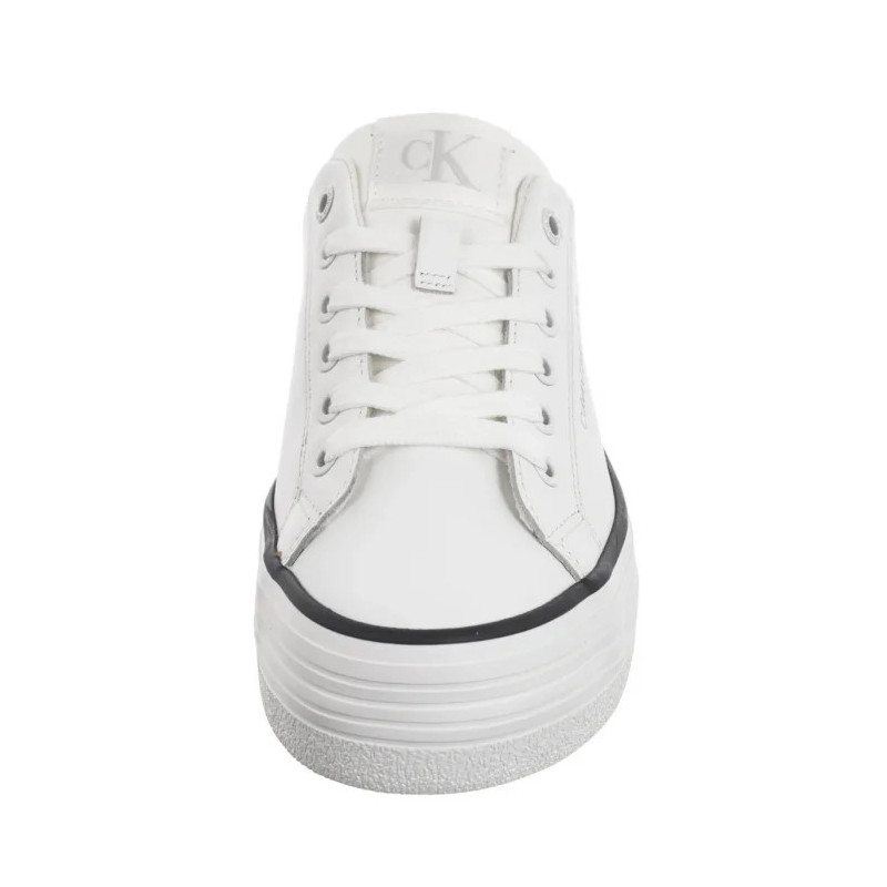 Calvin Klein Bold Vulc Flatf Low Lth In Bright White/Black YW0YW01633 01W (CK604-a) shoes