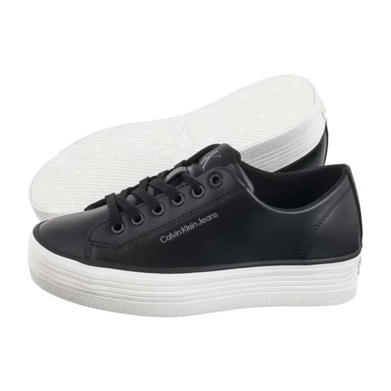 Calvin Klein Bold Vulc Flatf Low Lth In Black/Bright White YW0YW01633 0GM (CK604-b) shoes