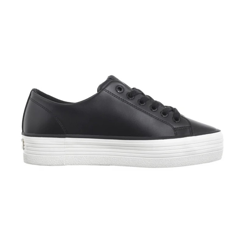 Calvin Klein Bold Vulc Flatf Low Lth In Black/Bright White YW0YW01633 0GM (CK604-b) shoes