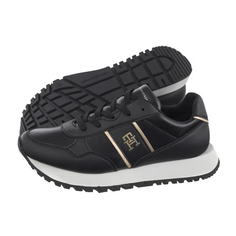 Tommy Hilfiger Low Cut Lace-Up Sneaker Black/Platinum T3A9-33548-1695 X208 (TH1222-a) batai