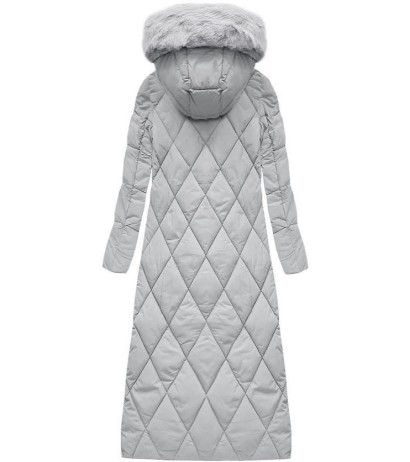 LONG WINTER HOODED JACKET GREY (7688) striukė