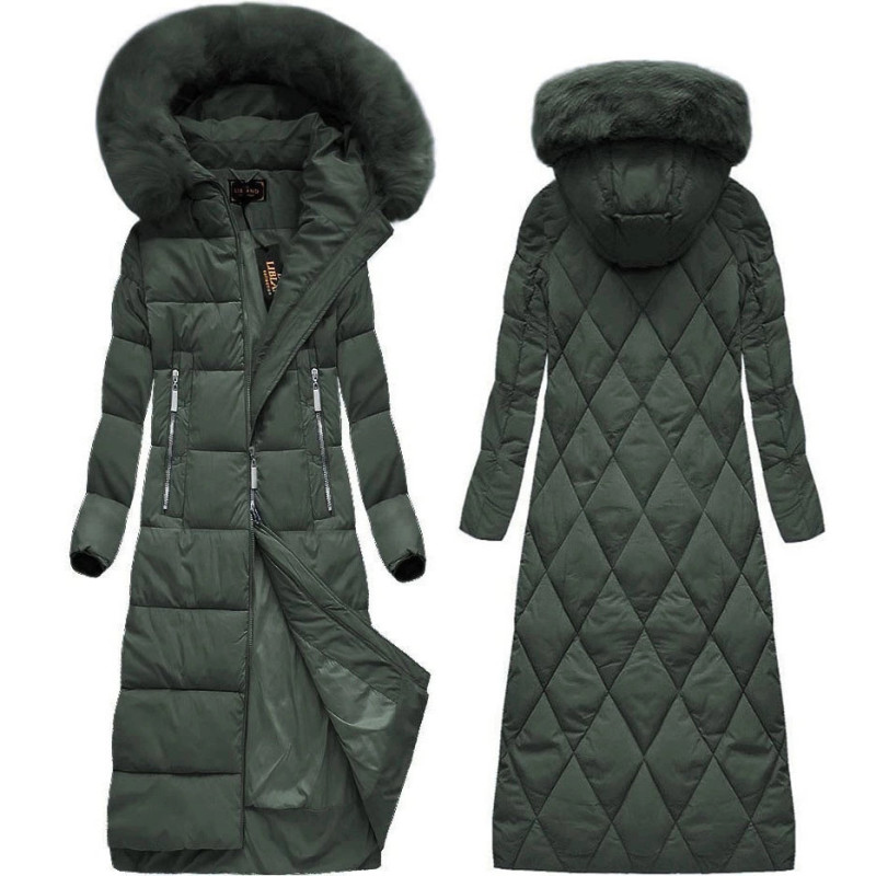 LONG WINTER HOODED JACKET BLACK (7688BIG) striukė