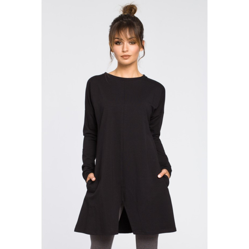 B042 Tunic with cut-out bottom - black