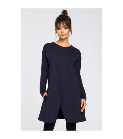 B042 Tunic with cut-out bottom - navy blue