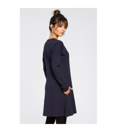 B042 Tunic with cut-out bottom - navy blue