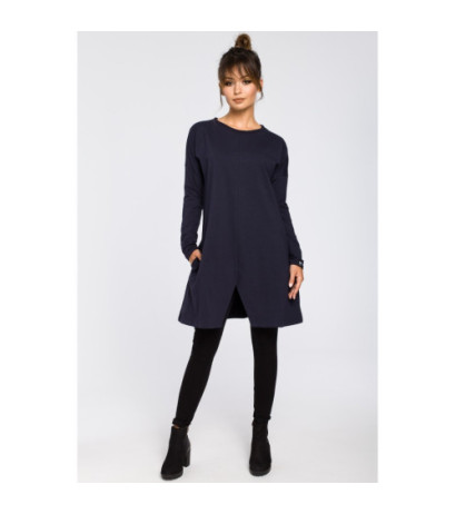 B042 Tunic with cut-out bottom - navy blue