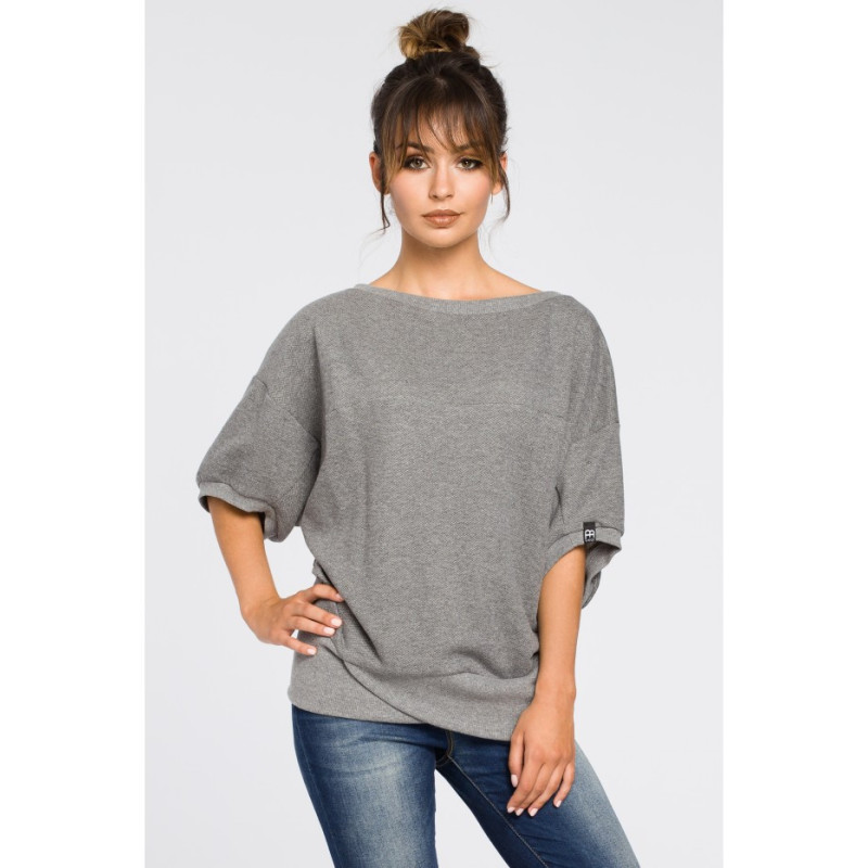 B048 Oversize blouse with kimono sleeves - gray