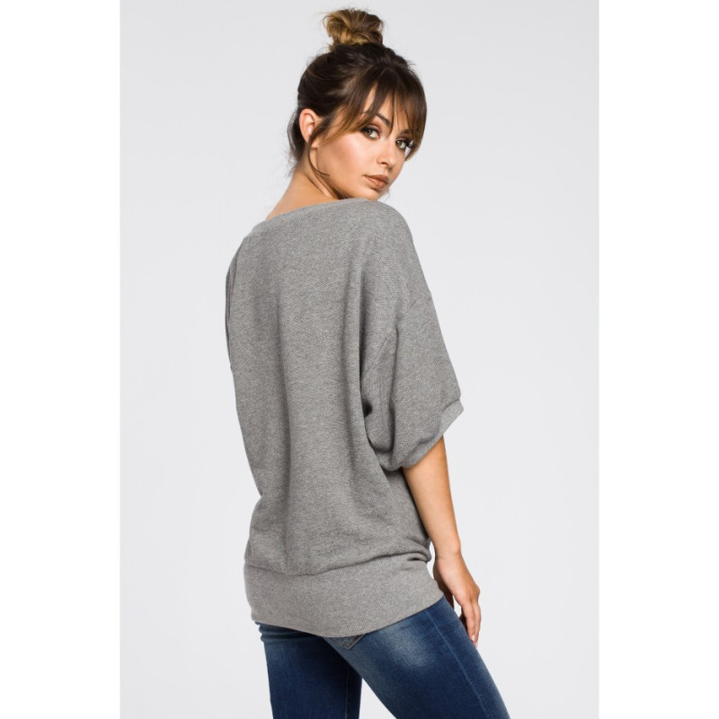 B048 Oversize blouse with kimono sleeves - gray