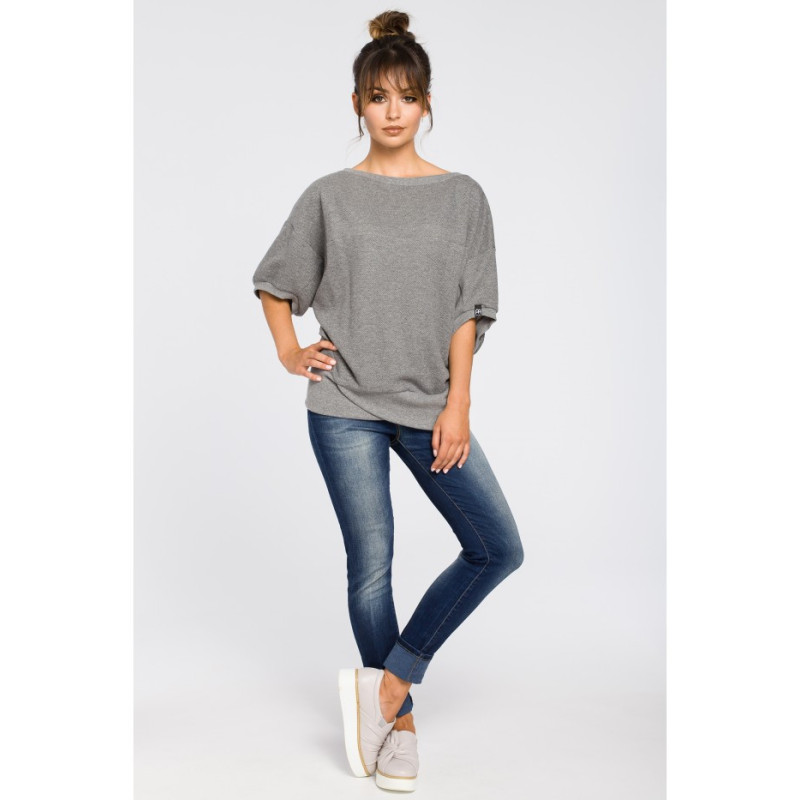 B048 Oversize blouse with kimono sleeves - gray