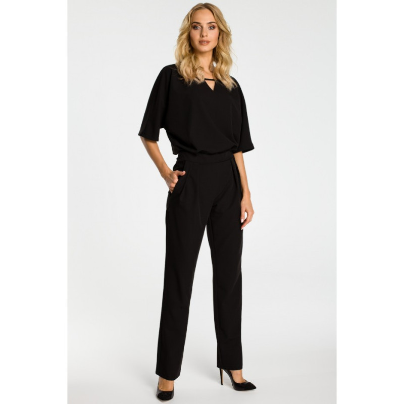 M334 Jumpsuit ar vaļēju augšdaļu - melns