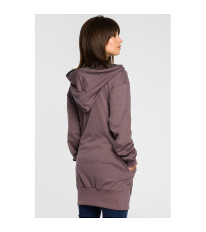 B054 Long zip-up hoodie - brown