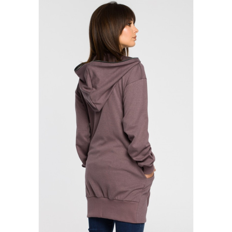 B054 Long zip-up hoodie - brown