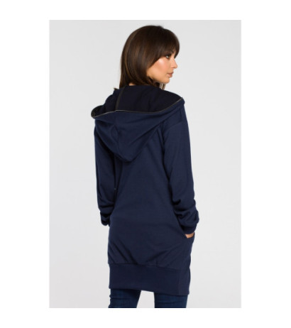 B054 Long zip-up hoodie - navy blue