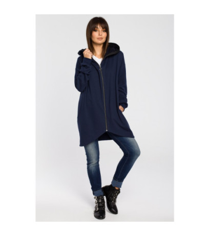 B054 Long zip-up hoodie - navy blue