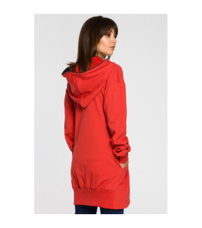 B054 Long zip-up hoodie - red