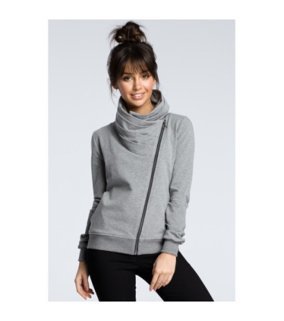 B071 Sweatshirt with diagonal zipper - gray