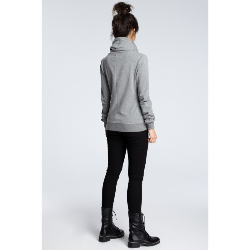 B071 Sweatshirt with diagonal zipper - gray