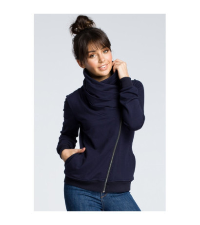 B071 Sweatshirt with diagonal zipper - navy blue