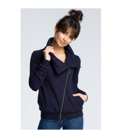 B071 Sweatshirt with diagonal zipper - navy blue