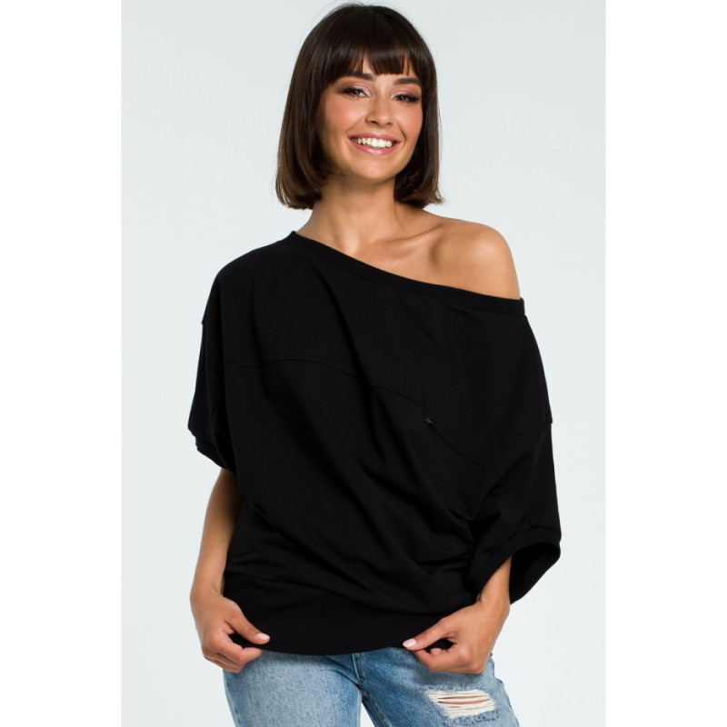 B079 Oversize sweatshirt with kimono sleeves - black