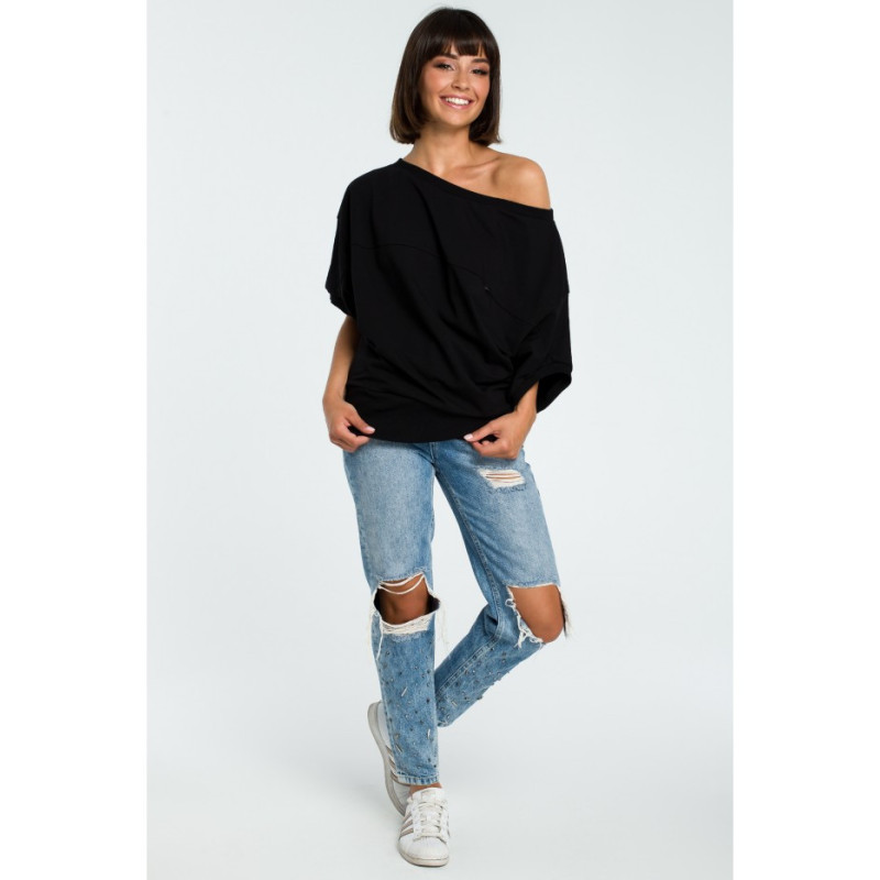 B079 Oversize sweatshirt with kimono sleeves - black