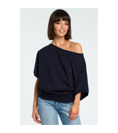 B079 Oversize blouse with kimono sleeves - navy blue