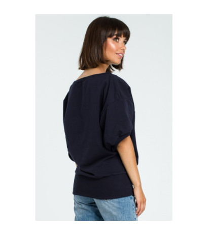 B079 Oversize blouse with kimono sleeves - navy blue