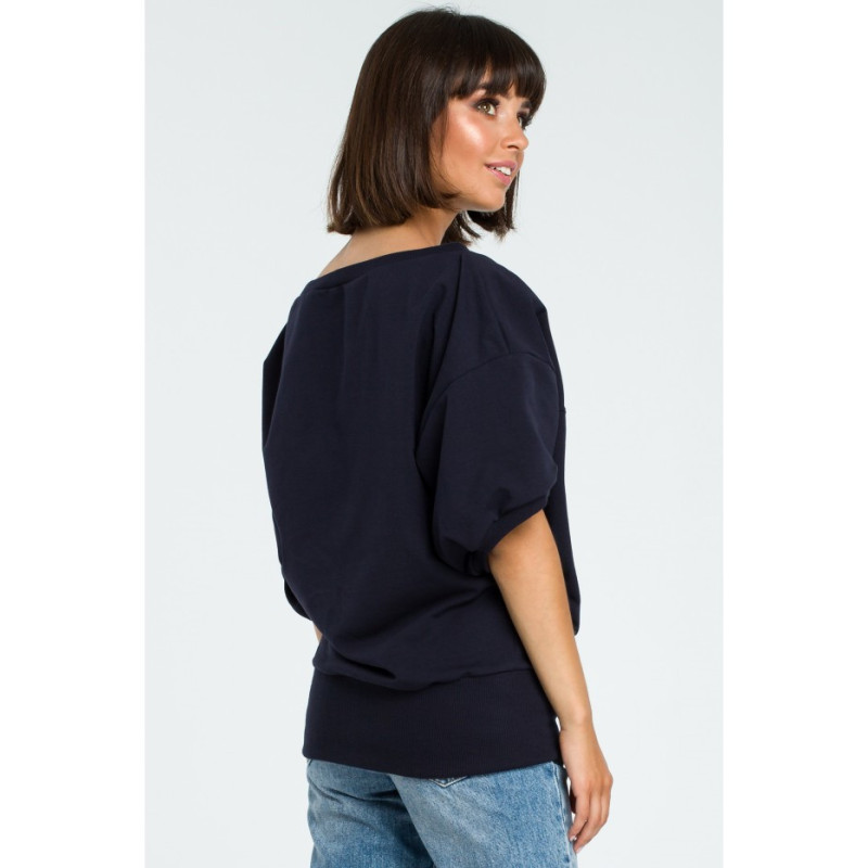 B079 Oversize blouse with kimono sleeves - navy blue