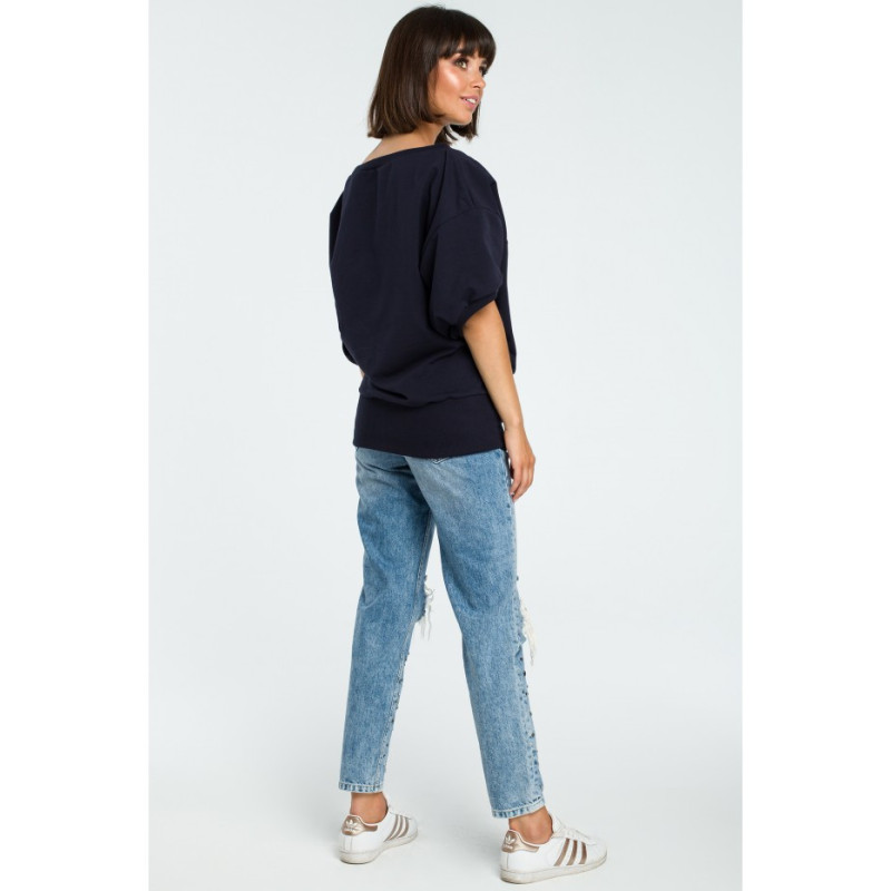 B079 Oversize blouse with kimono sleeves - navy blue