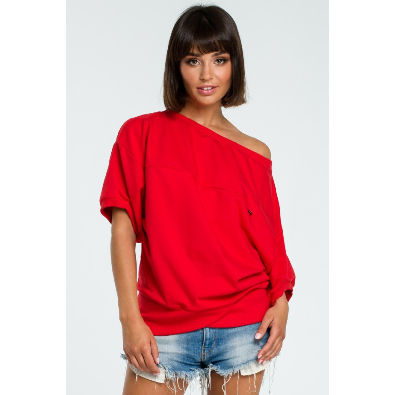 B079 Oversize sweatshirt with kimono sleeves - red