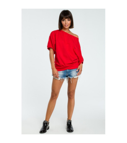 B079 Oversize sweatshirt with kimono sleeves - red