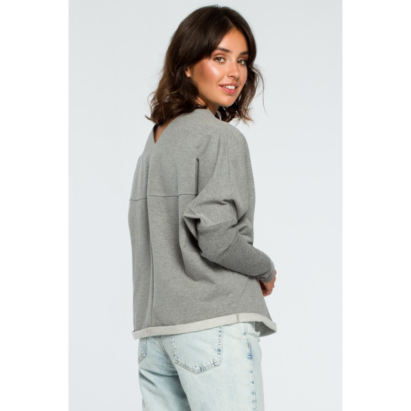 B094 Blouse with back neckline - gray