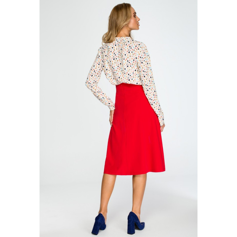 S133 Flared midi skirt - red