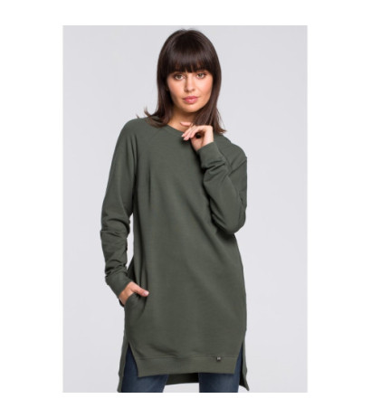 B101 Blouse - tunic with side slits - military-green