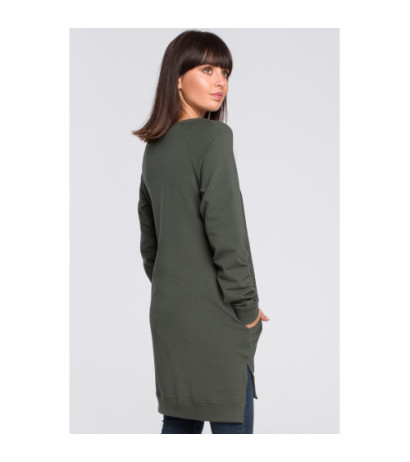 B101 Blouse - tunic with side slits - military-green