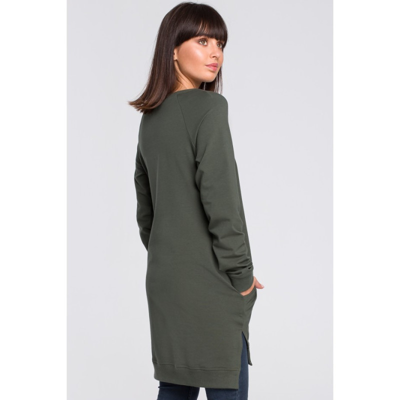 B101 Blouse - tunic with side slits - military-green