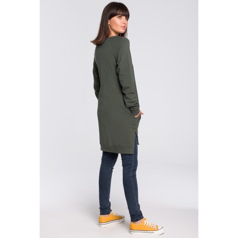 B101 Blouse - tunic with side slits - military-green