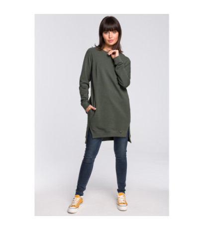 B101 Blouse - tunic with side slits - military-green