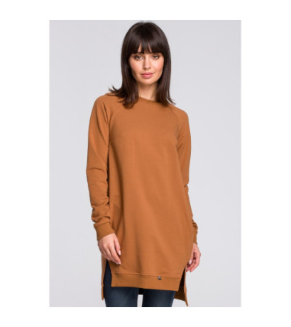 B101 Blouse - tunic with side slits - caramel