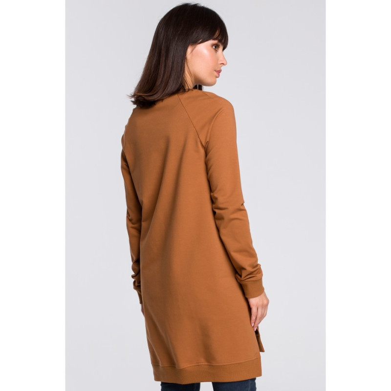 B101 Blouse - tunic with side slits - caramel