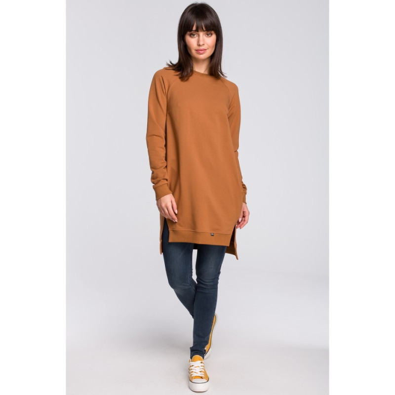 B101 Blouse - tunic with side slits - caramel