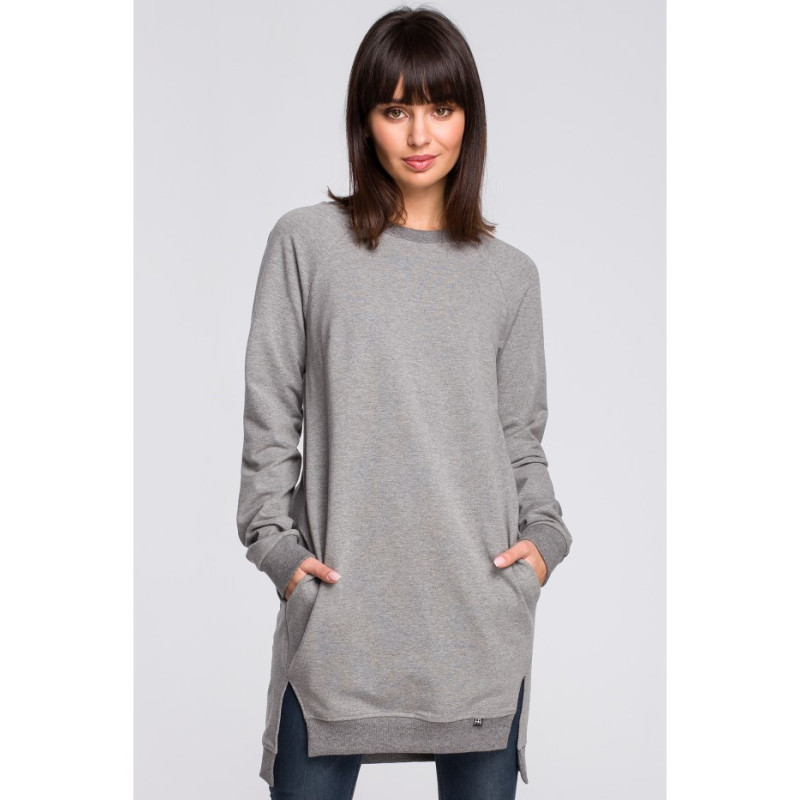 B101 Blouse - tunic with side slits - gray